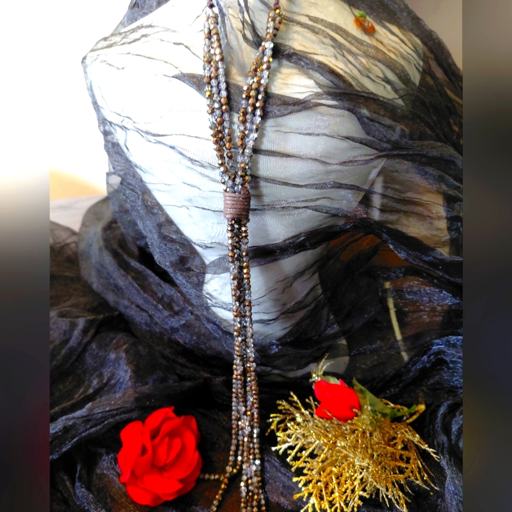 Chico's Brown and Gold Ornate Necklace